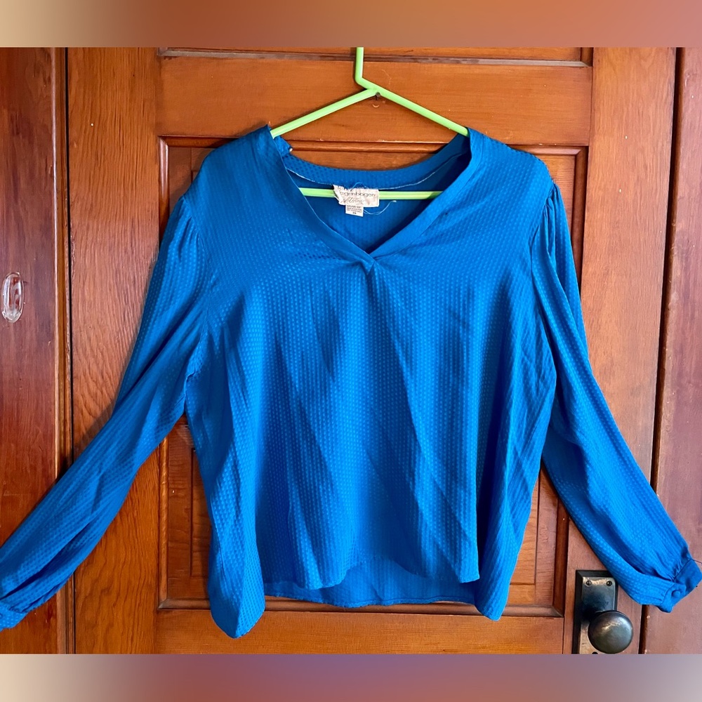 Vintage Jerry Regenbogen P.K. Tseng Vintage Silk Blouse Blue Size 16